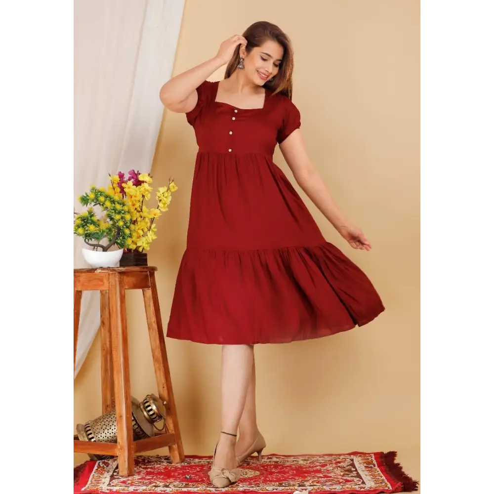 Women's Solid Rayon Dress