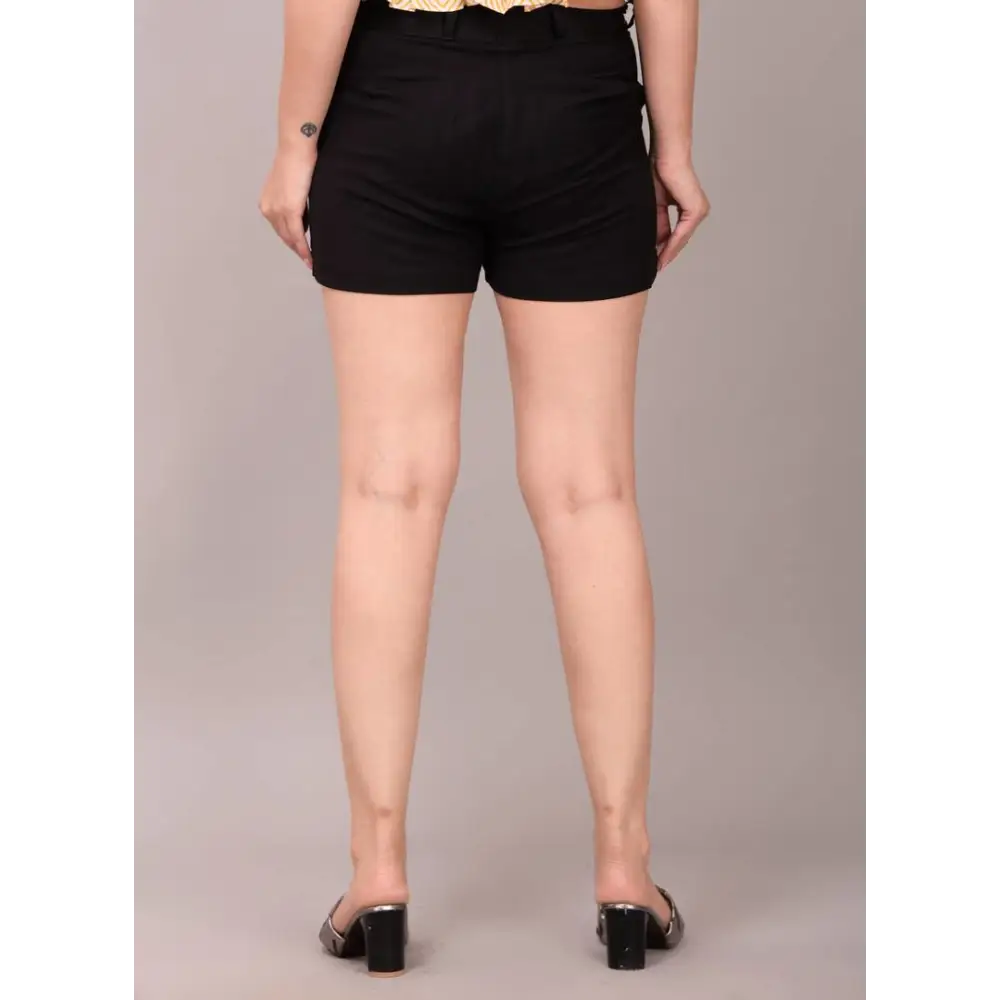 Solid Black Hot Pant for Women