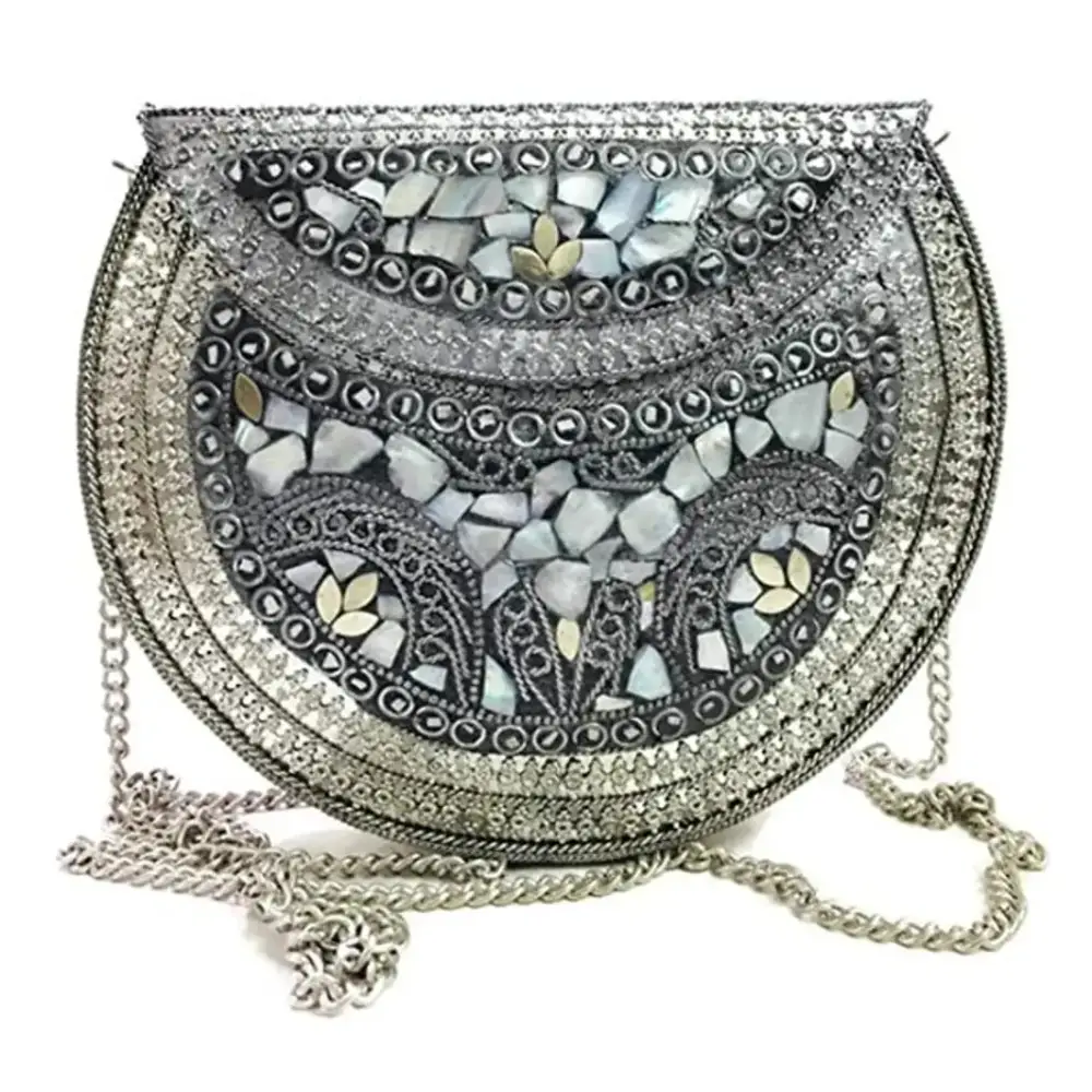 Womens Metal Mosaic St Clutch