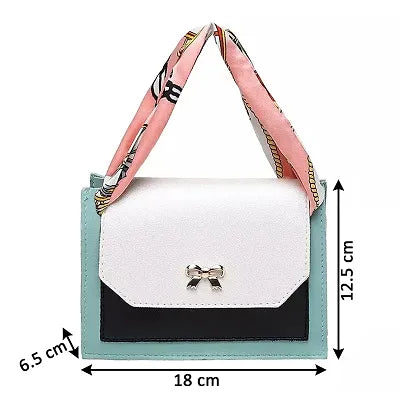 KENDRICK Portable Mini Ribbon Messenger Bag Ladies Silk Scarf Handbag Satchel Bag Flap Handbag Lady Shoulder Bag (GREEN)