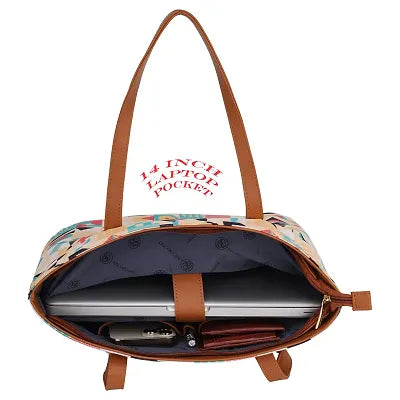 Nicoberry Women's Tote Bag | Big size, Handbag with Exotic Print Vegan Leather 14 Laptop Space (Green)